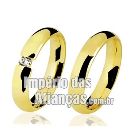 Alianças de Casamento e noivado em ouro amarelo 18k 750