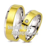 Alianças em  ouro 18k e prata 