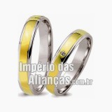 Alianças em  ouro 18k e prata 