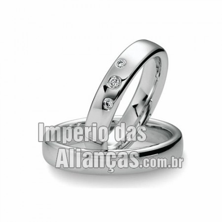 Alianças de noivado e casamento em ouro branco 18k