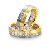 Alianças de noivado e casamento em ouro amarelo e ouro branco 18k