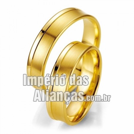 Alianças de casamento de noivado e casamento em ouro 18k 750