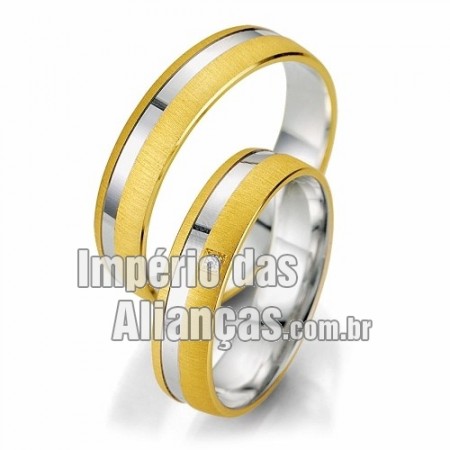 Alianças de noivado e casamento em ouro amarelo e ouro branco 18k