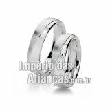 Alianças de  noivado e casamento em ouro branco 18k