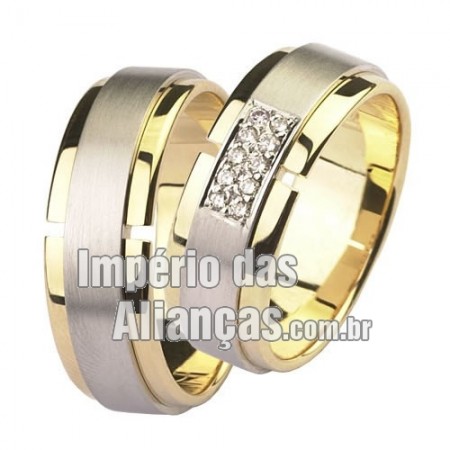 Alianças de noivado e casamento em ouro amarelo e ouro branco 18k