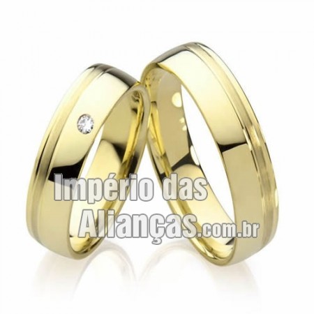 Alianças de casamento e noivado em ouro amarelo 18k 750