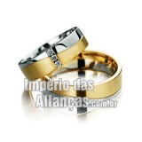 Aliança de noivado e casamento em ouro amarelo e ouro branco 18k