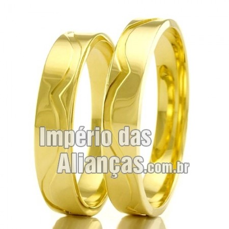 Alianças de noivado e casamento em ouro amarelo 18k
